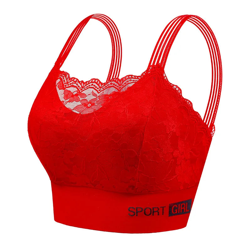 Contrast Lace Wireless Bra