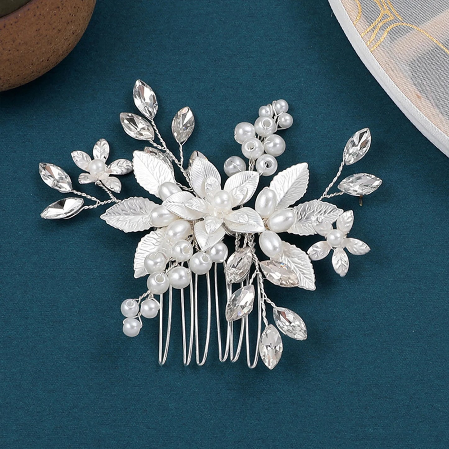 Crystal Pearl Hair Comb Clip Pin