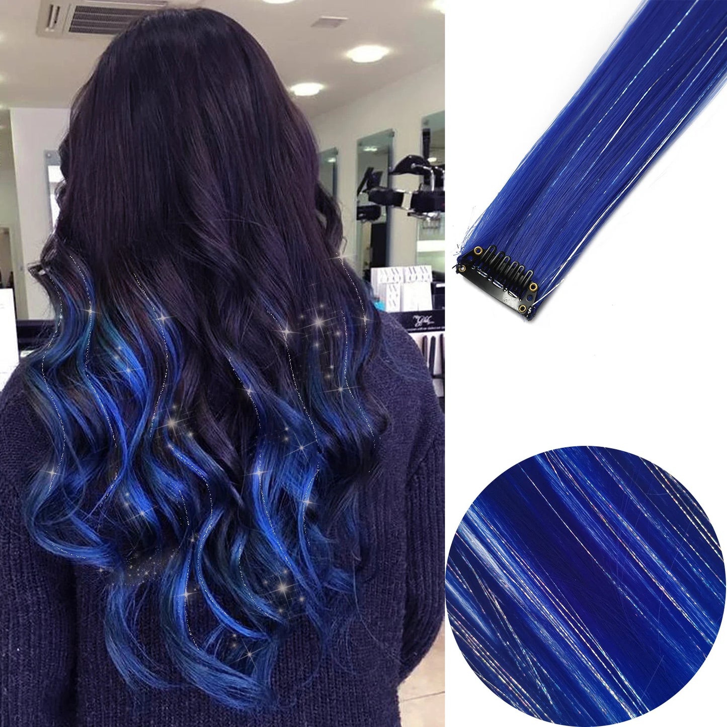 6pcs/pack Colored Party Highlights Clip in Hair Extensions