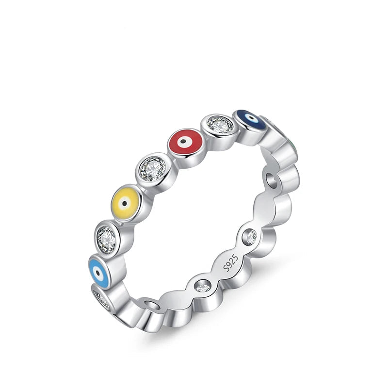 Sterling Silver Cute Blue Ghost Eyes Ring