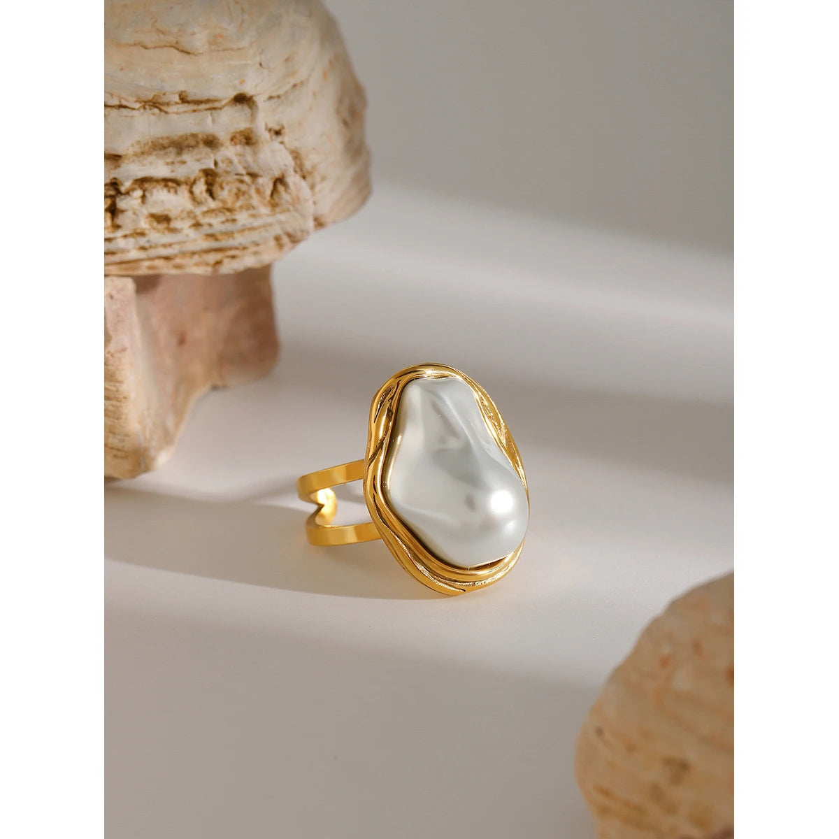 Imitation Pearl Stainless Steel Ring