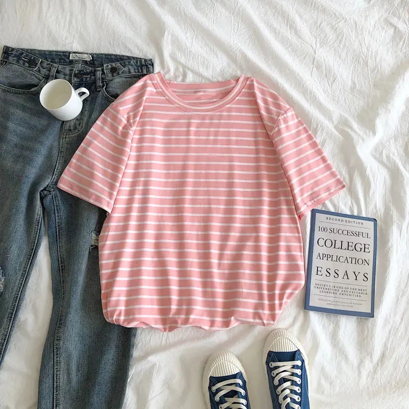 Short Sleeve Korean O-Neck T-Shirt