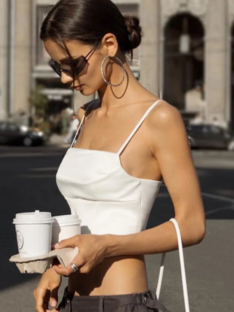 Spaghetti Strap Tank Top Sexy Backless