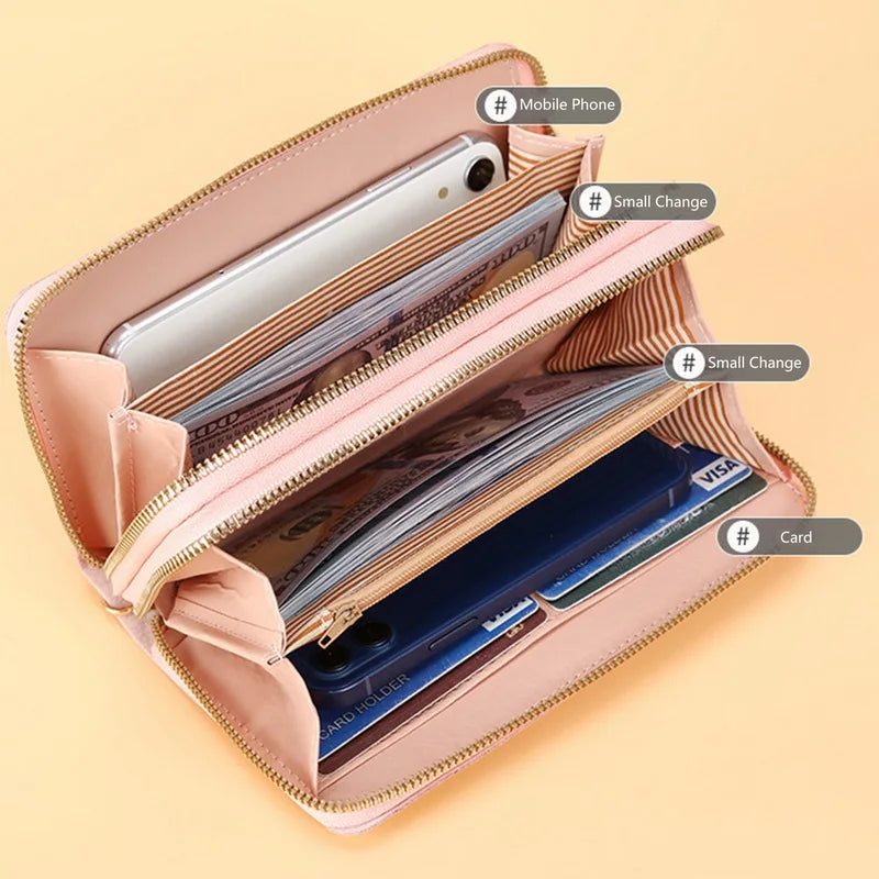 Double Zipper Long Wallet