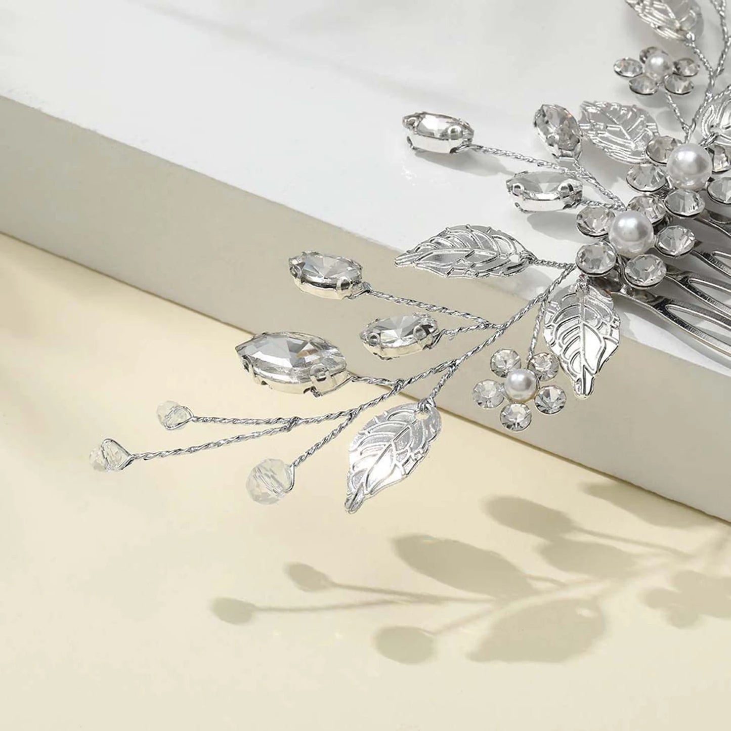 Crystal Pearl Hair Comb Clip Pin