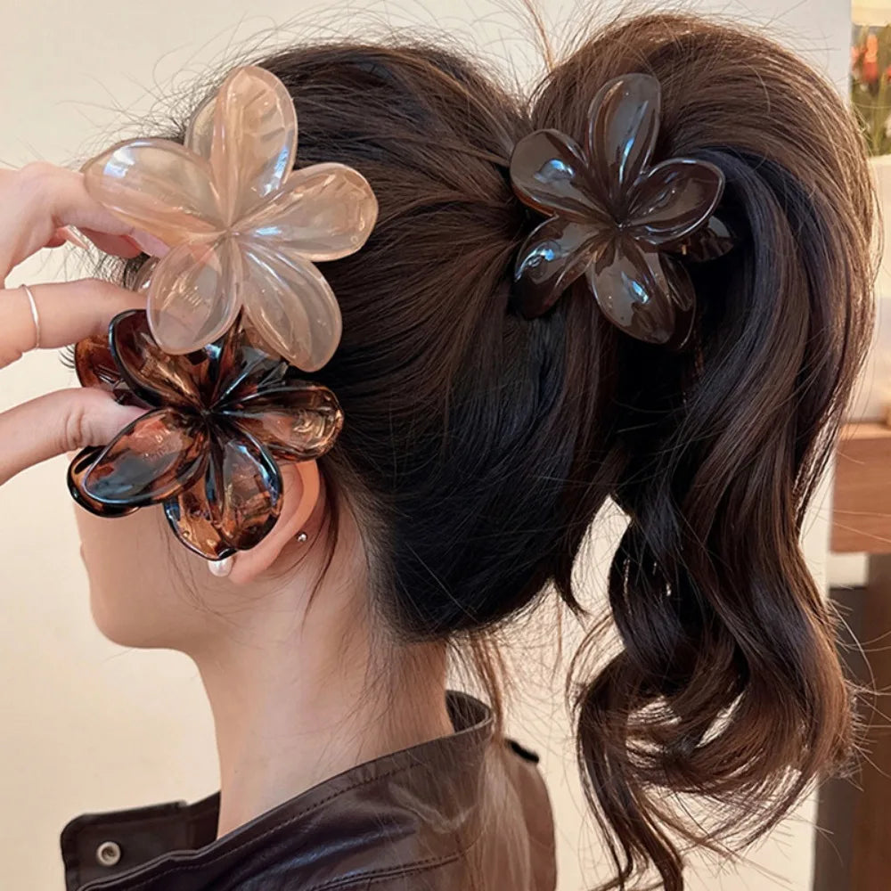 Brown Beige Lightweight Plastic Hair Clips