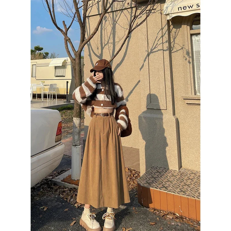 Midi Skirt Women High Waist