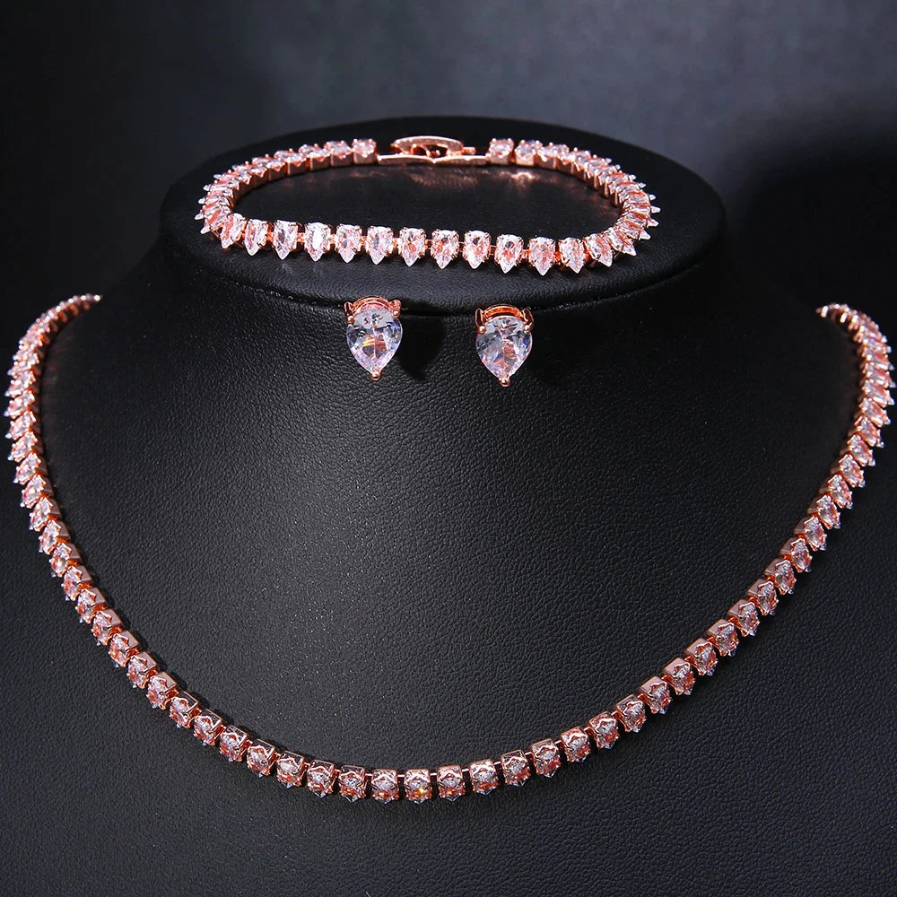 Bridal Necklace Earrings Party Jewelry Set for Women