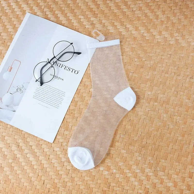 New WOMEN'S Socks Fashion Tulle Mesh Glass