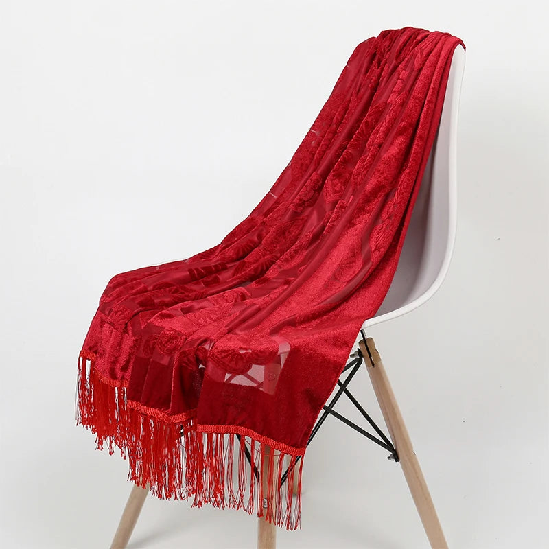 Hollow Lace Gradient Flower Silk Scarf