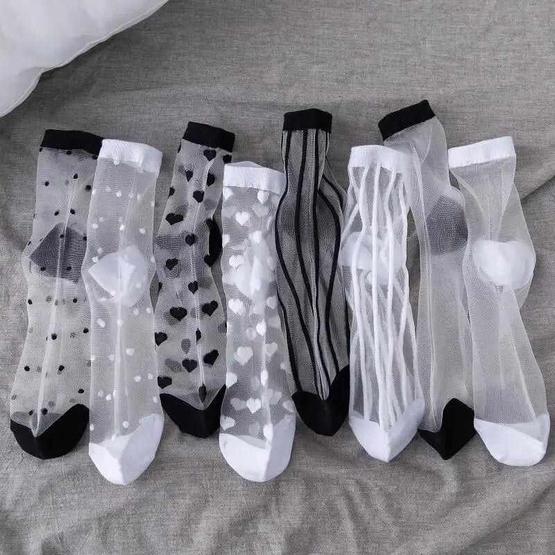 New WOMEN'S Socks Fashion Tulle Mesh Glass
