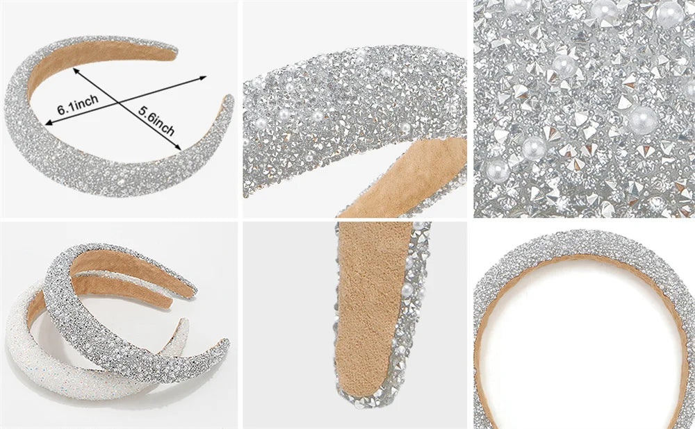 Glamorous Beaded Hairband Bling Crystal Pearl Baroque Headband