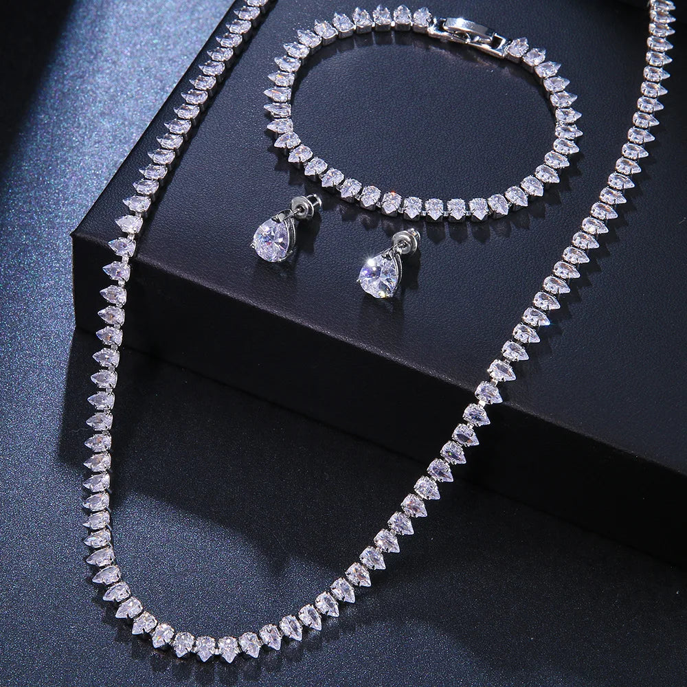 Bridal Necklace Earrings Party Jewelry Set for Women
