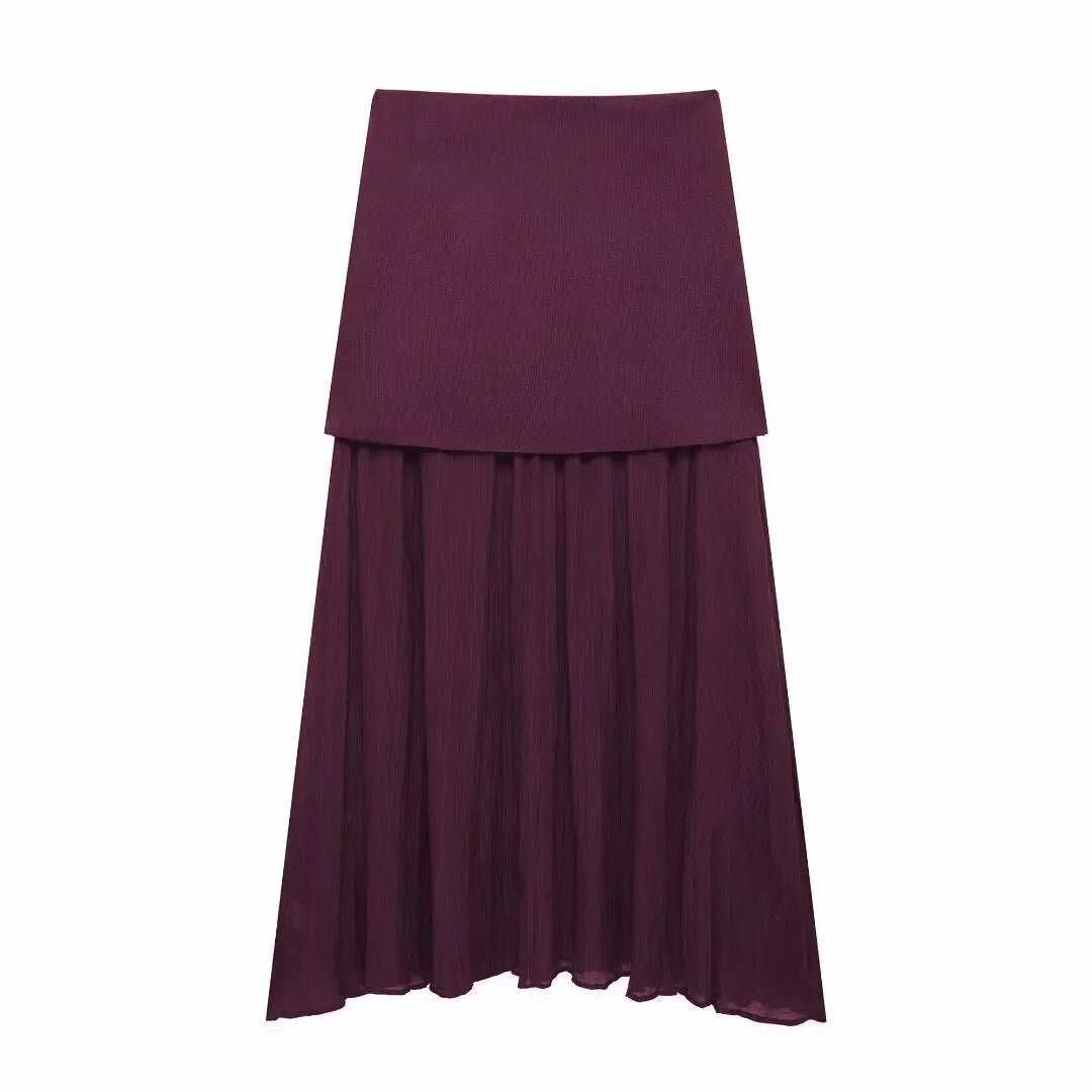 2-Piece Set V-Neck Sleeveless Button Knitted Vest Top, Long Skirt