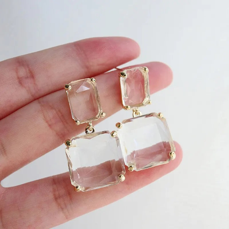 Transparent Glass Crystal Earrings
