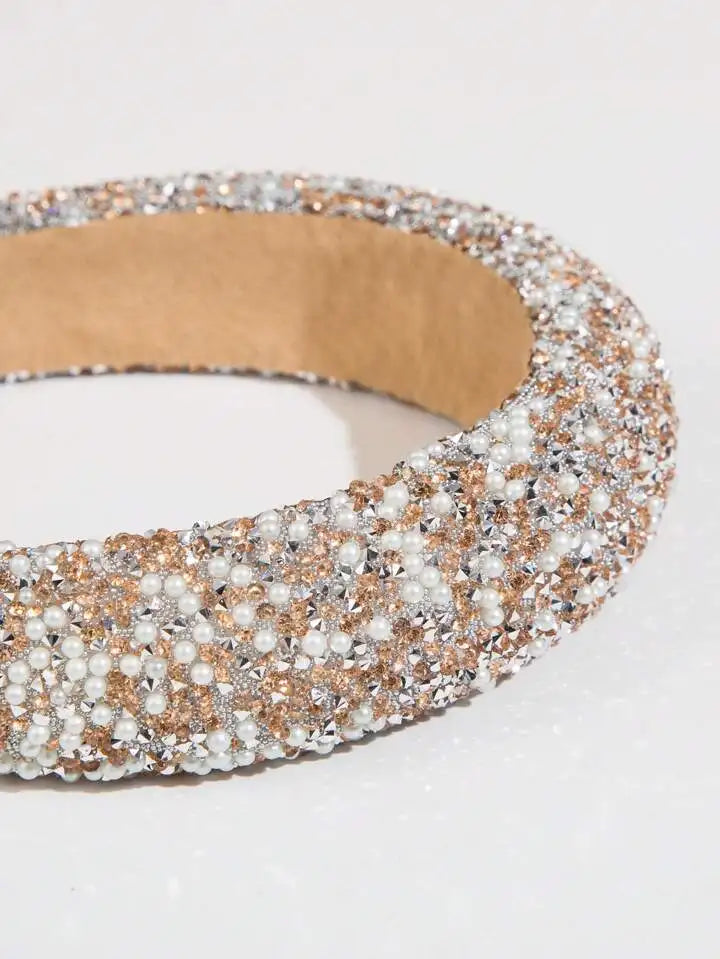 Glamorous Beaded Hairband Bling Crystal Pearl Baroque Headband