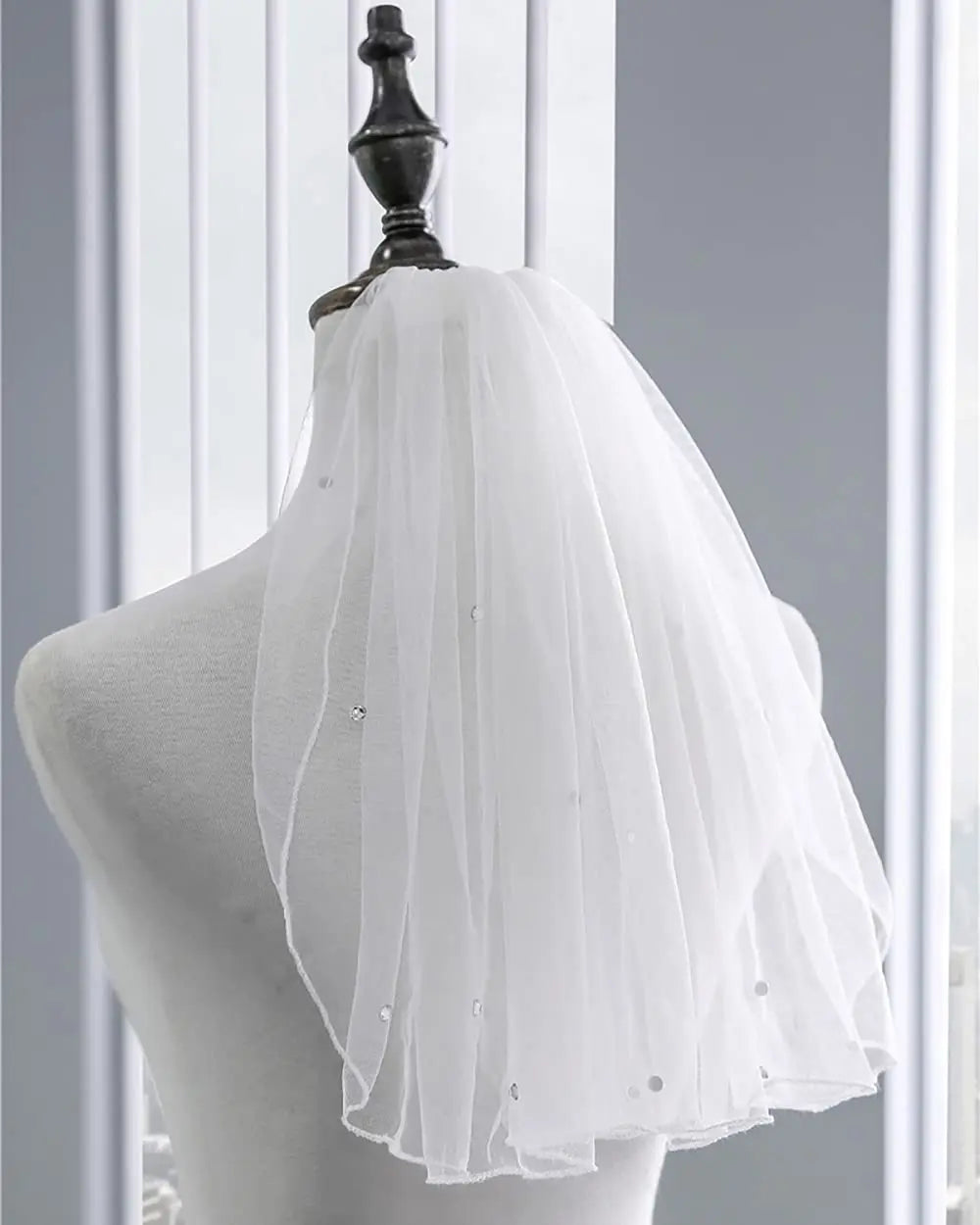 Crystal Bridal Veils Short 1 Tier Accessories