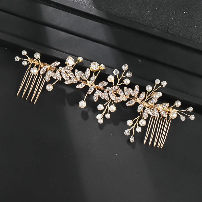 Wedding Pearl Leaf Crystal Hair