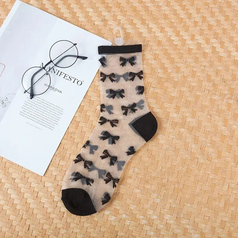 New WOMEN'S Socks Fashion Tulle Mesh Glass