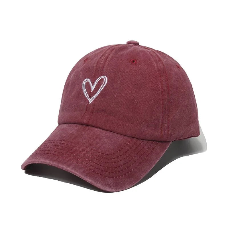 Love Heart Embroidery Cotton Baseball Cap
