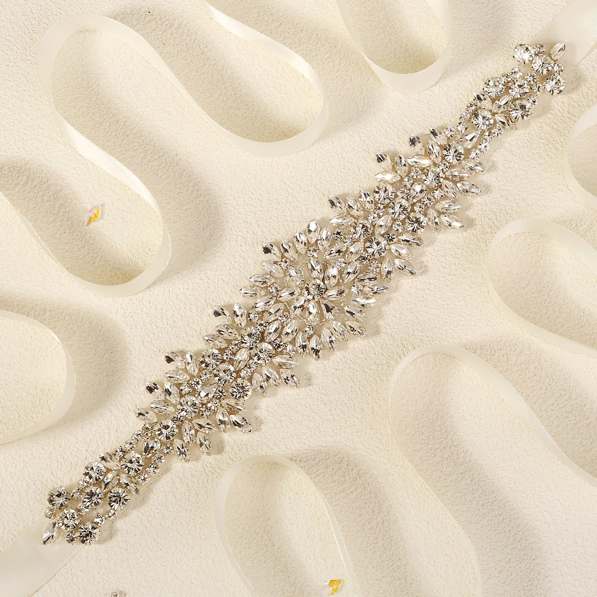 Silver Bridal Wedding Waistband Sparkling Crystal