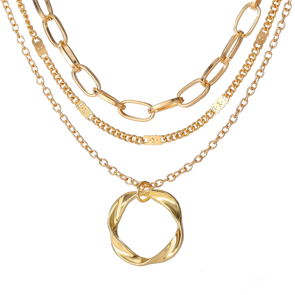 Gold Color Multi Layered Chains