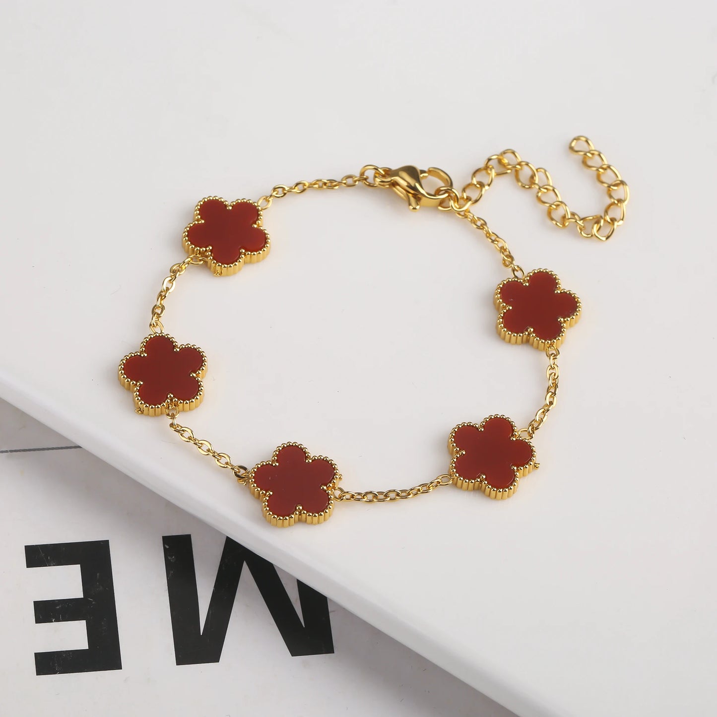 Adjustable New Design Gold Plated Stainless Steel 316L Plant Flower Bracelet