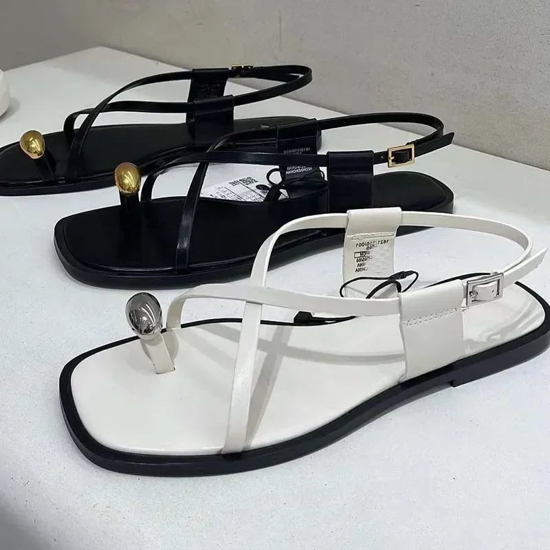 Flat Sandals Clip Toe Beach Shoes