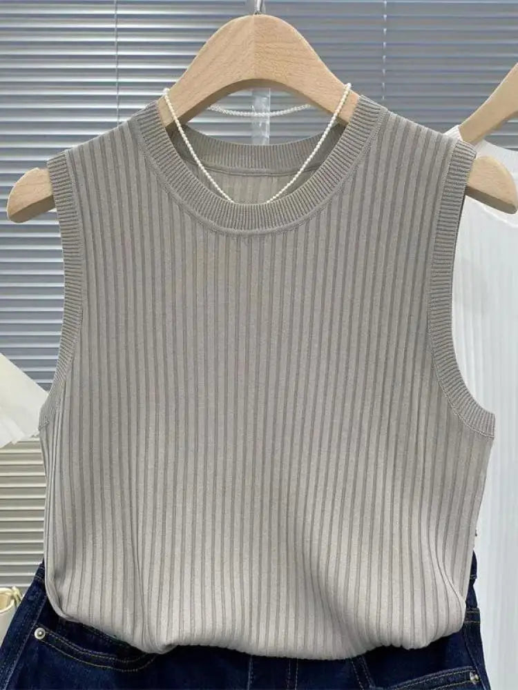 Tanks Top Women Sleeveless Knitted T-Shirts
