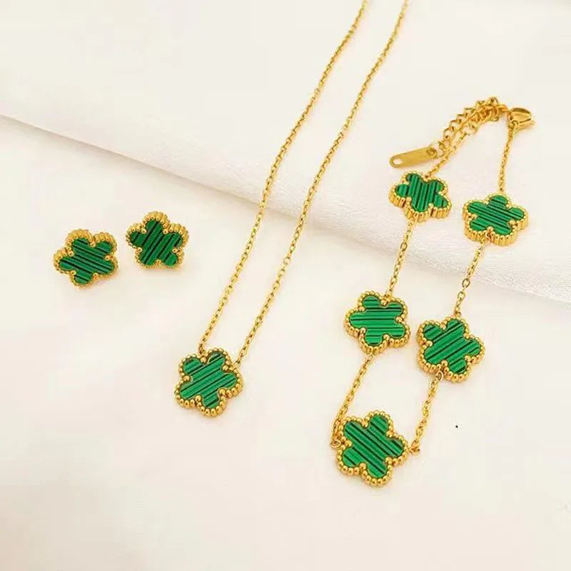 3 pieces of stainless steel plum blossom plant , women's jewelry set
