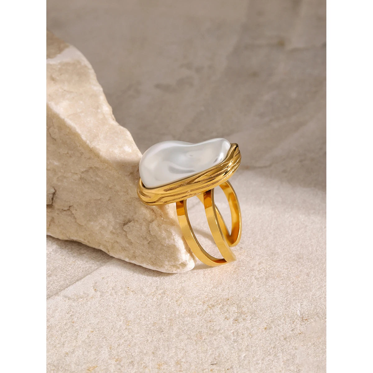 Imitation Pearl Stainless Steel Ring