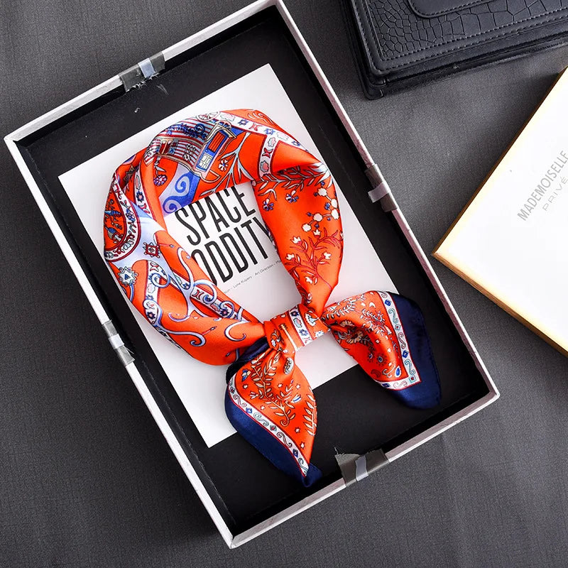 Floral Print Silk Square Scarf