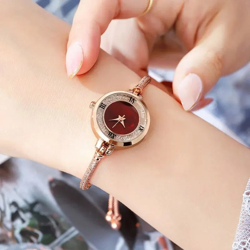 Women's Wristwatch Gold Bracelet Small Dial Elegant Watch