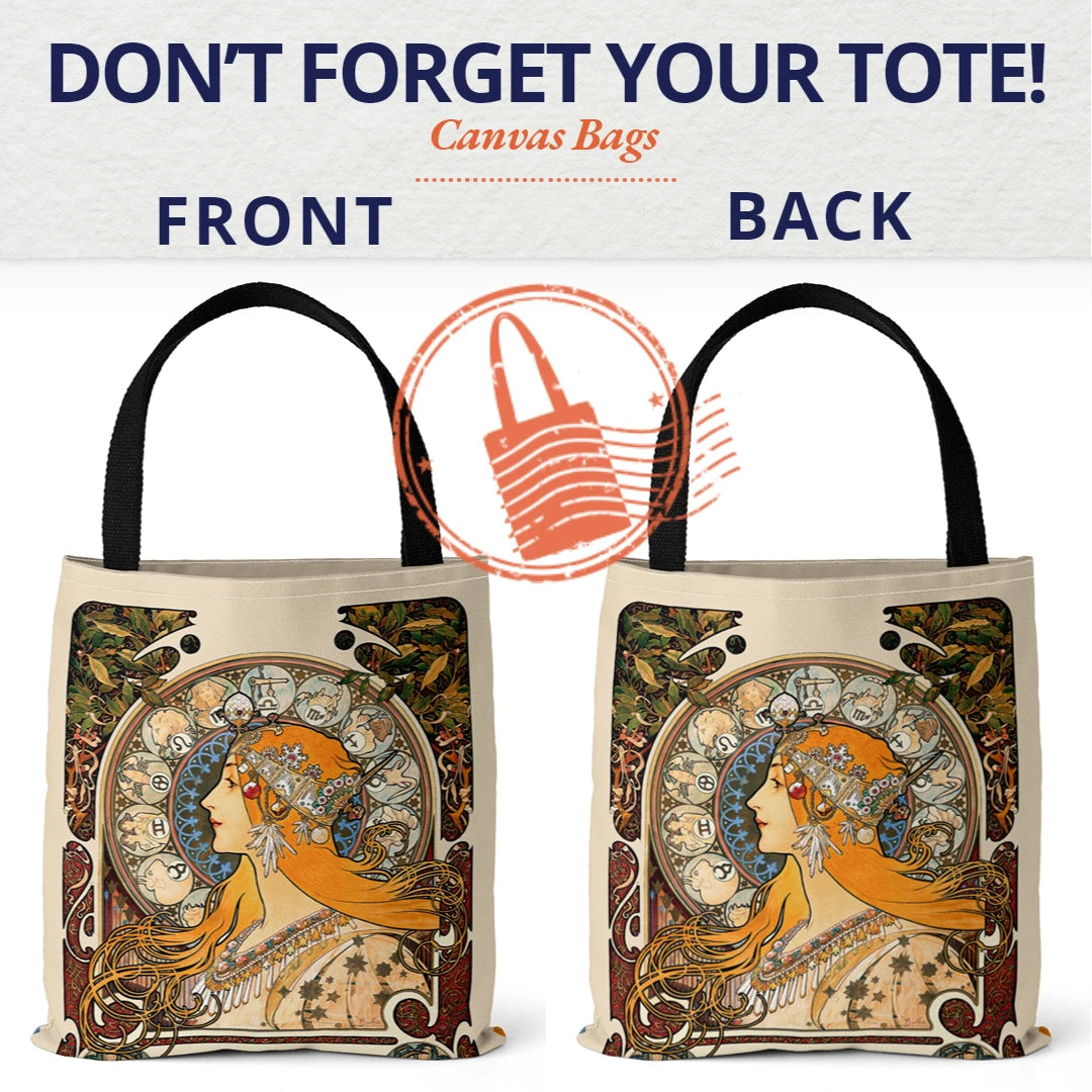 Mucha Series Digital Printed Canvas Bag