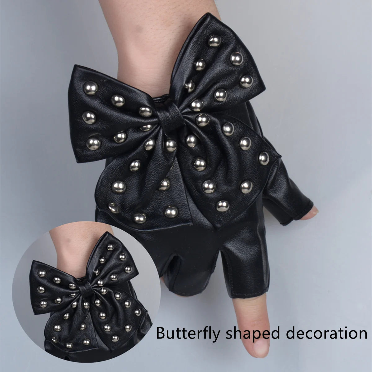 Women Bow Rivet Gloves