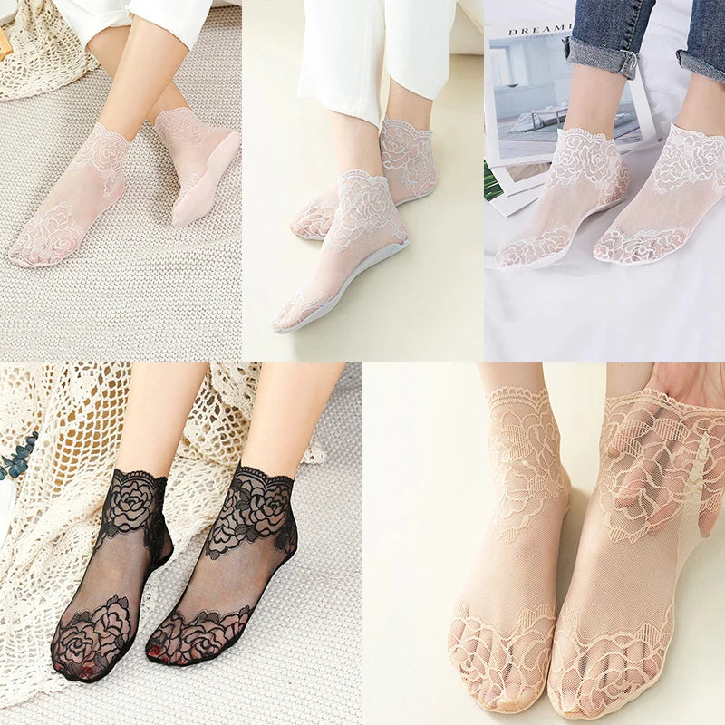 Lot Lolita Women Invisible Lace Socks