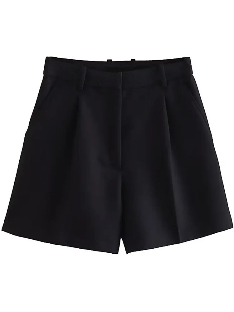 Front Zipper Shorts Vintage High Waist