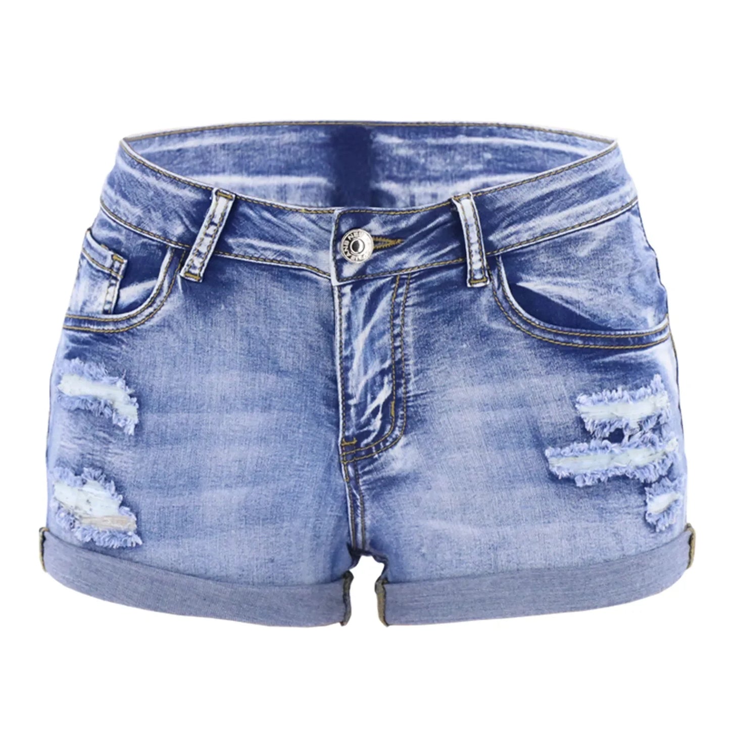 Split Denim Shorts Summer Beach