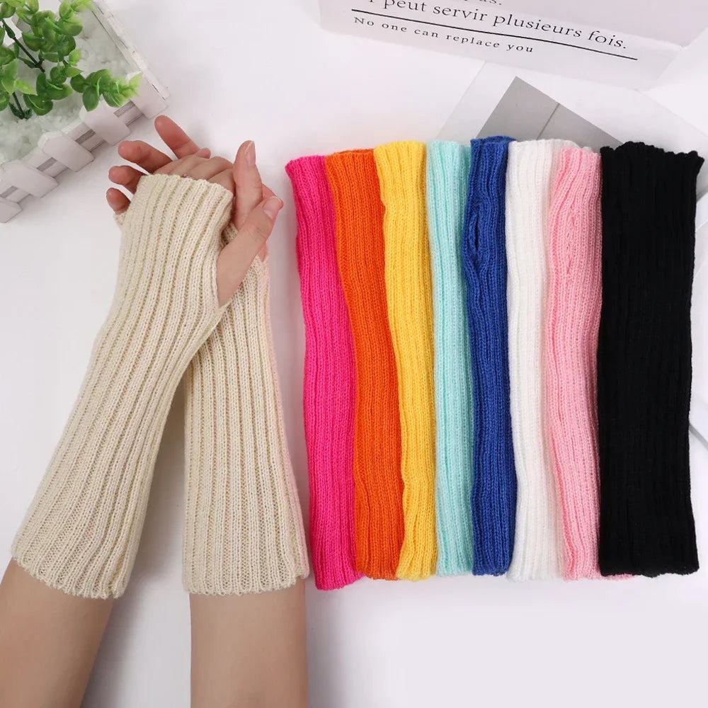 Knitted Arm Warmer Long Fingerless Gloves