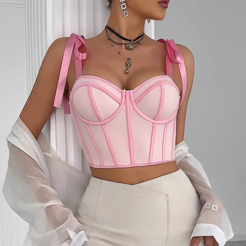 Lace Up Straps Crop Tops