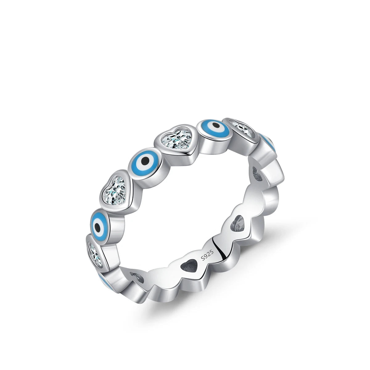 Sterling Silver Cute Blue Ghost Eyes Ring