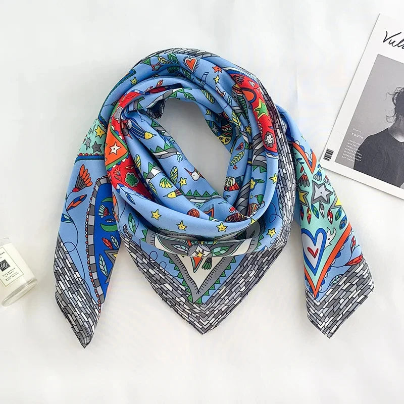 90*90Cm Square Scarf Twill Silk Bandana Pashmina