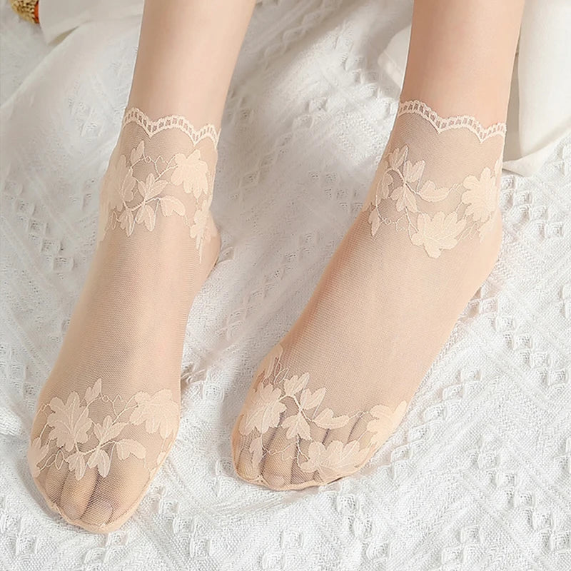 Lace Transparent Low Cut Boat Sock
