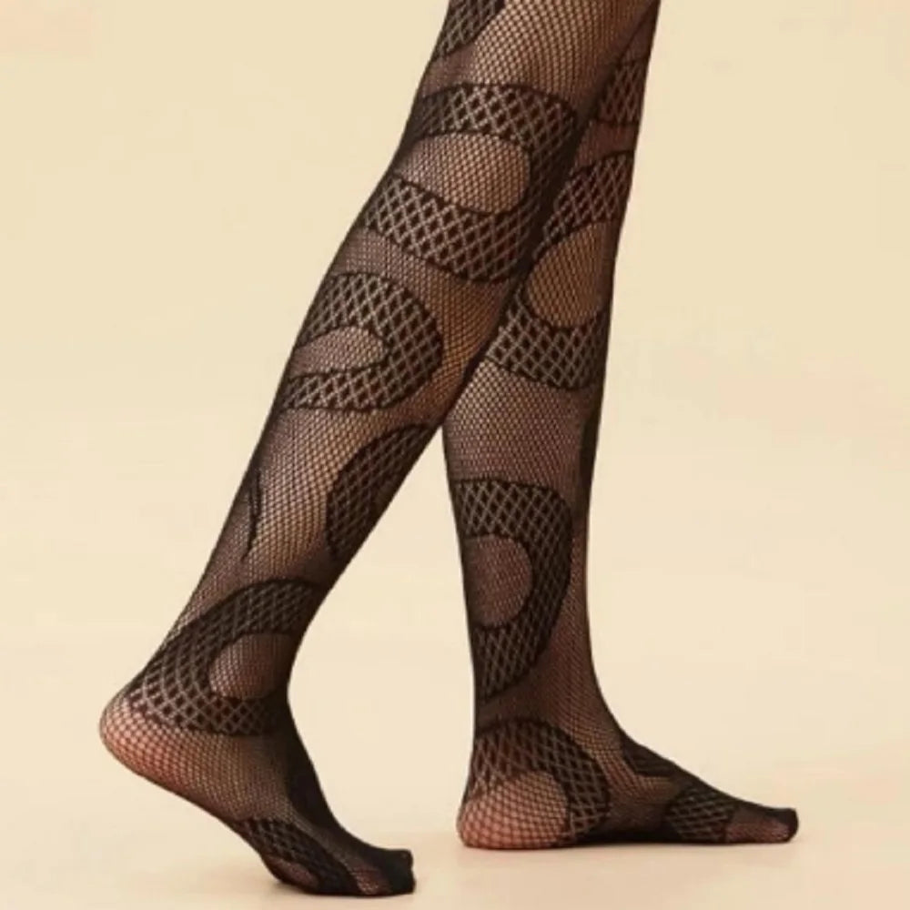 Snake Tights Women Anime Pantyhose Black Mesh Fishnet Stockings