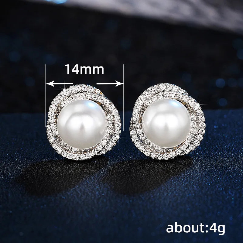 Shiny Pearl Stud Earrings
