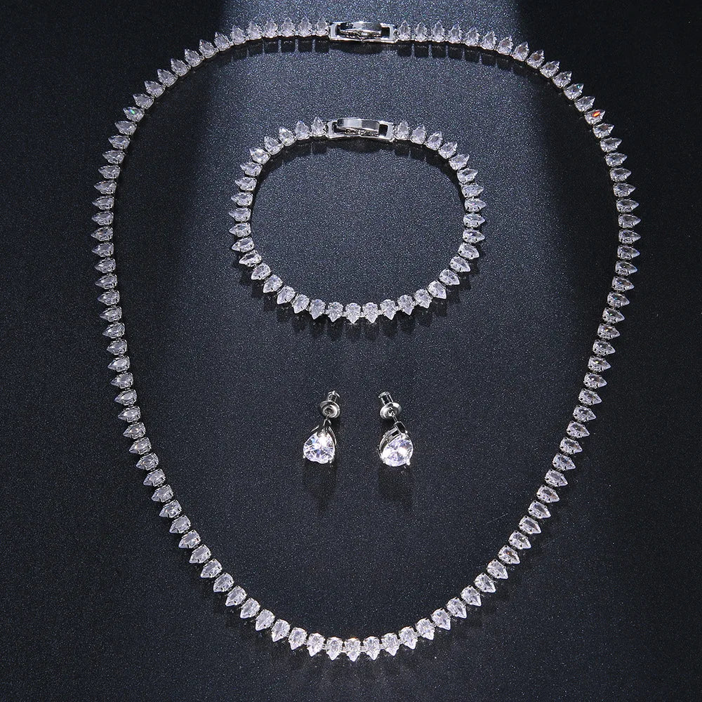 Bridal Necklace Earrings Party Jewelry Set for Women