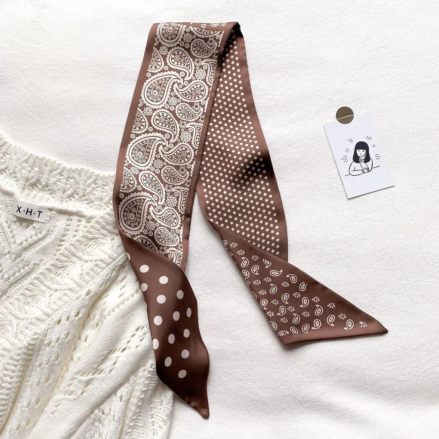 Fashion Print Hair Ribbon Scarf
