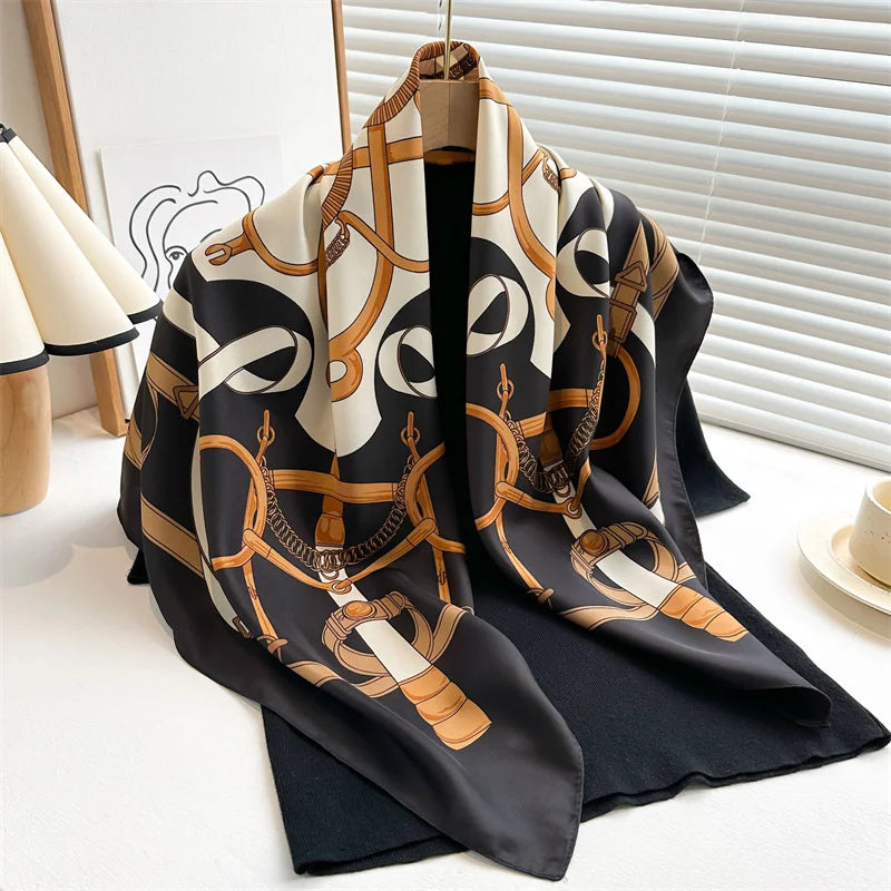 90*90Cm Square Scarf Twill Silk Bandana Pashmina