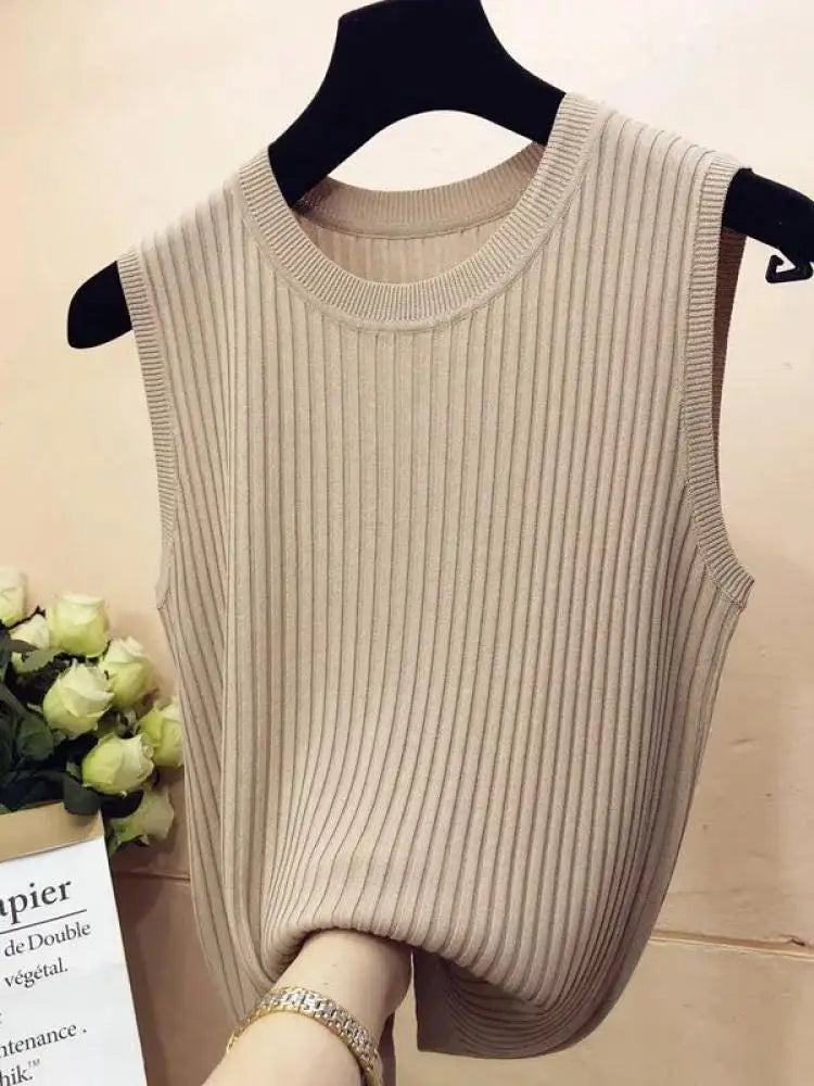 Tanks Top Women Sleeveless Knitted T-Shirts