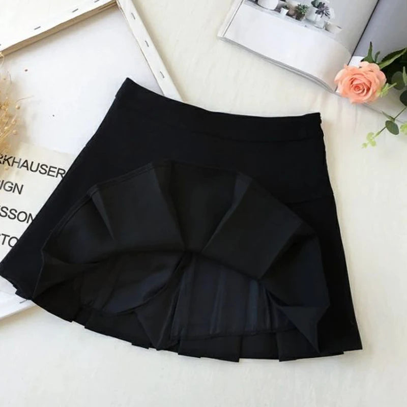 High Waist Zipper Grey Student Mini Skirt